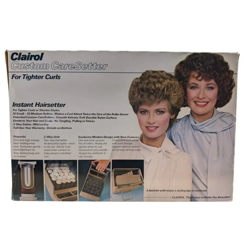 Vintage Clairol Custom CareSetter FT-20 Flocked Velvet Hot Rollers Curlers Clips